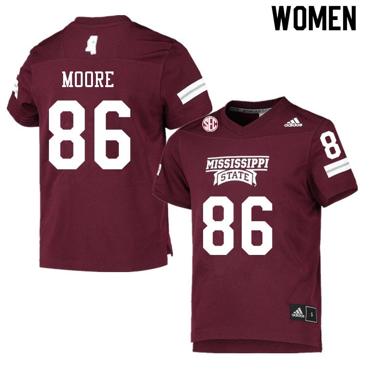 Women #86 Jacobi Moore Mississippi State Bulldogs College Football Jerseys Sale-Maroon